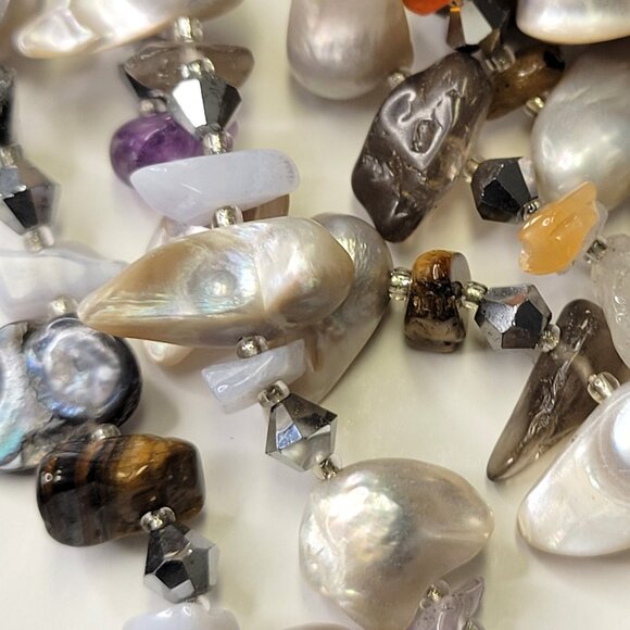 Multistrand Pearl Nugget Necklace Multistrand Pearl Necklace - Picture 13 of 14